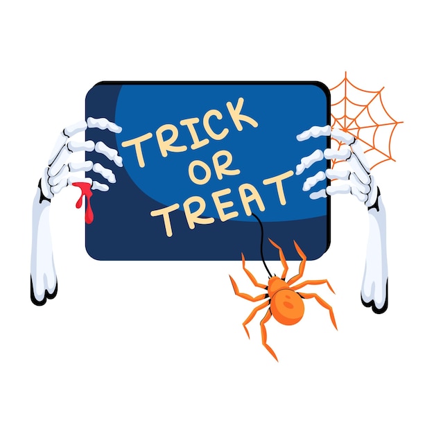 Vector trick or treat board flat icon