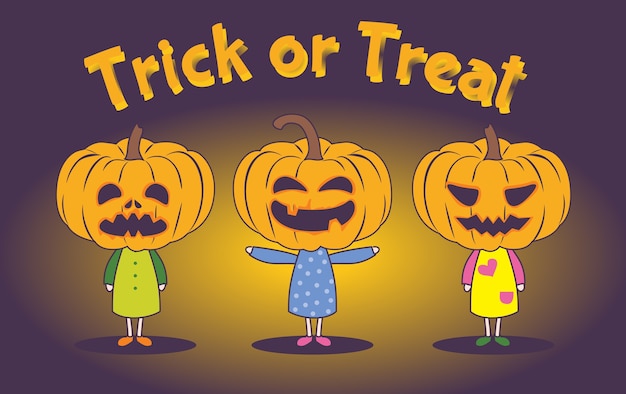 Trick or Treat card or banner, Halloween Kids Costume Party.