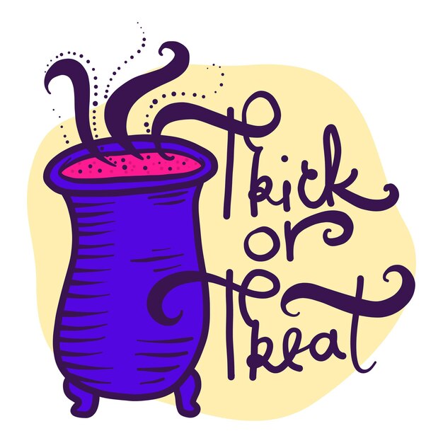 Trick or treat cauldron icon hand drawn illustration of trick or treat cauldron vector icon for web design