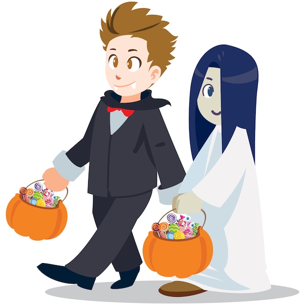 Vector trick or treat . halloween cartoon style.