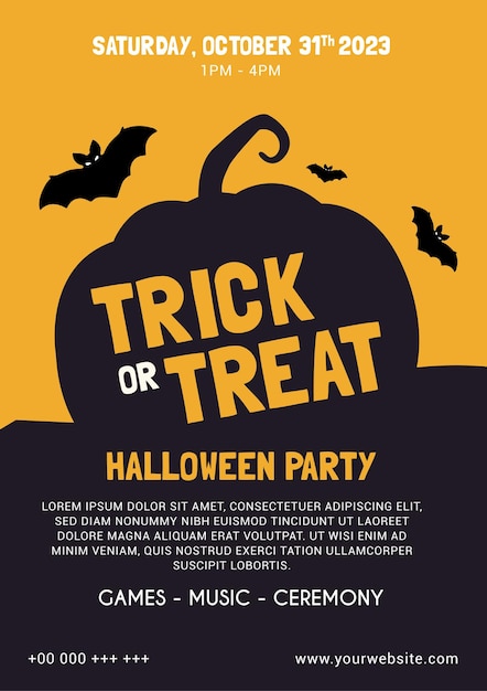 Trick or treat halloween party brochure template