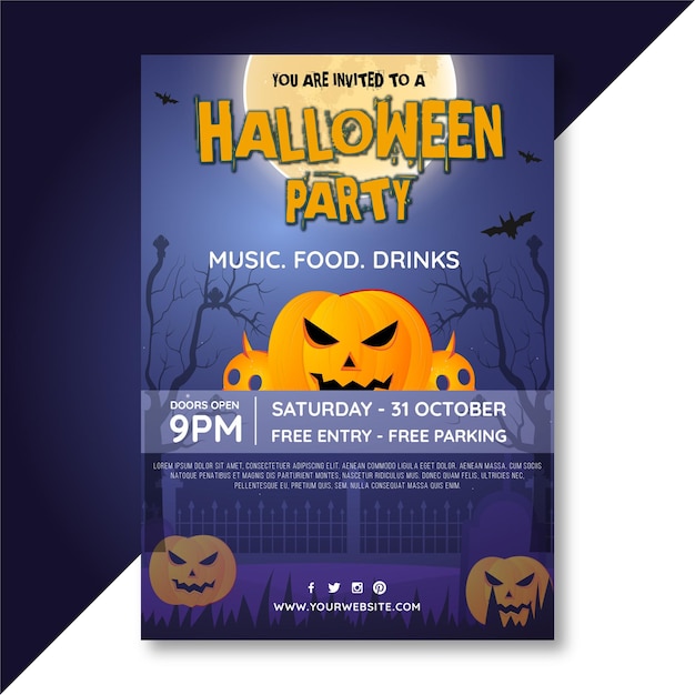 Trick or treat Halloween party flyer