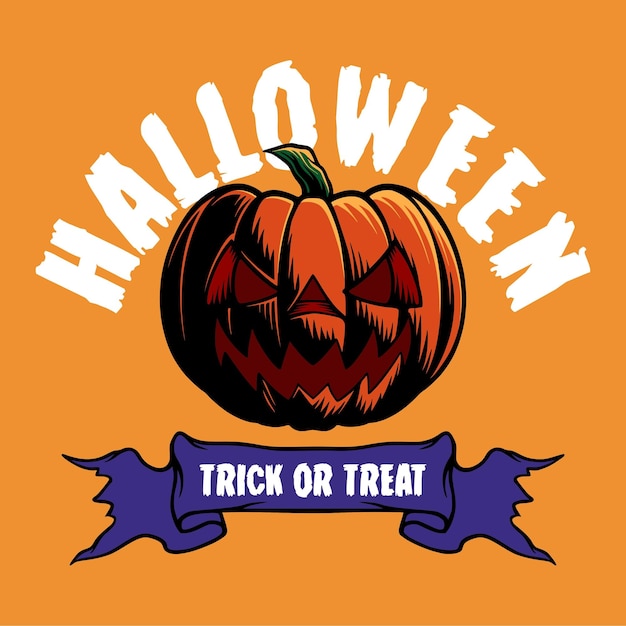 Trick or treat Halloween pumpkin design vector