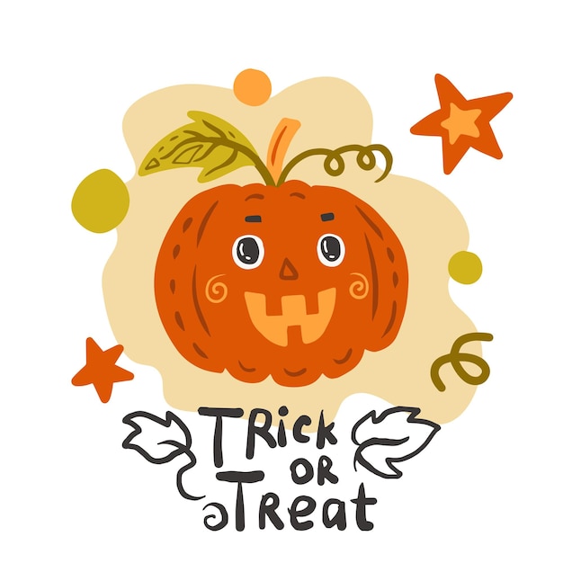 Trick or Treat happy pumpkin with lettering