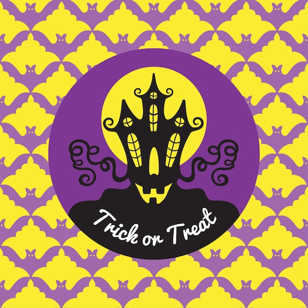 Trick or treat illustration Vector art Castle in the Halloween night Spooky illustrations
