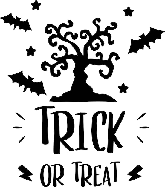 Trick or treat lettering illustration