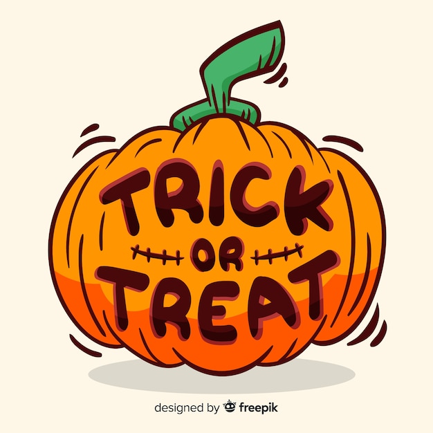 Trick or treat lettering with pumpkin