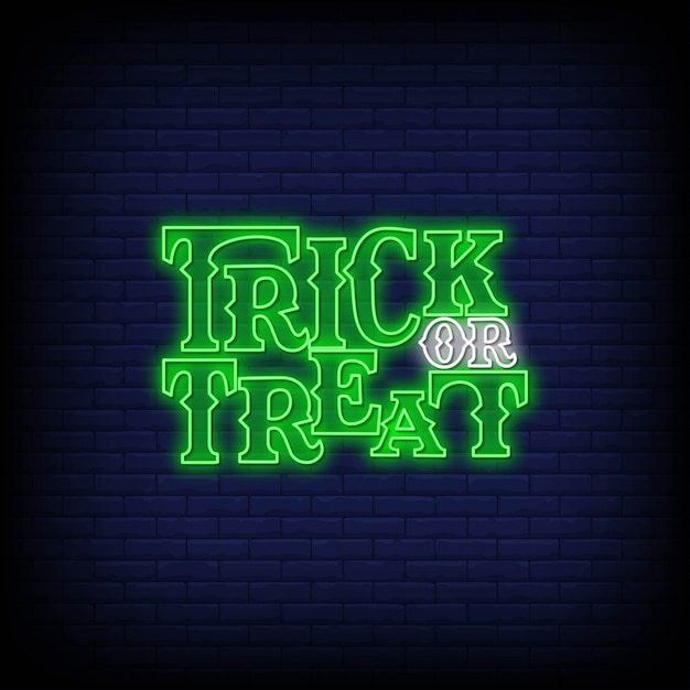 Trick or treat neon card
