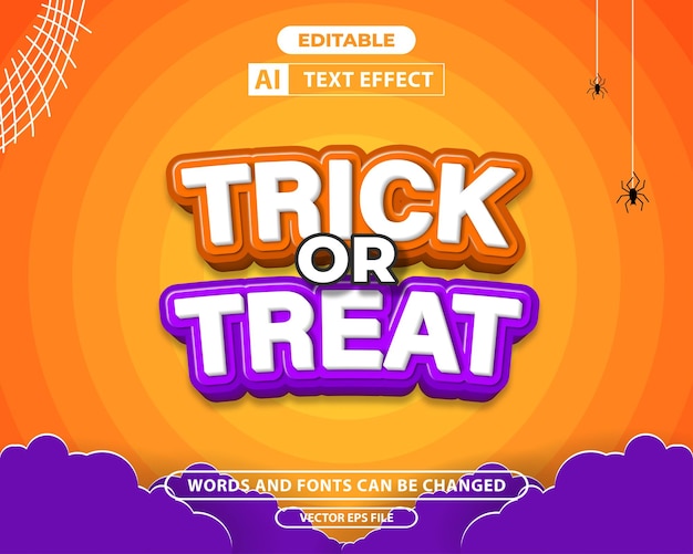 Trick or Treat 텍스트 효과, 단어 및 글꼴 편집 가능