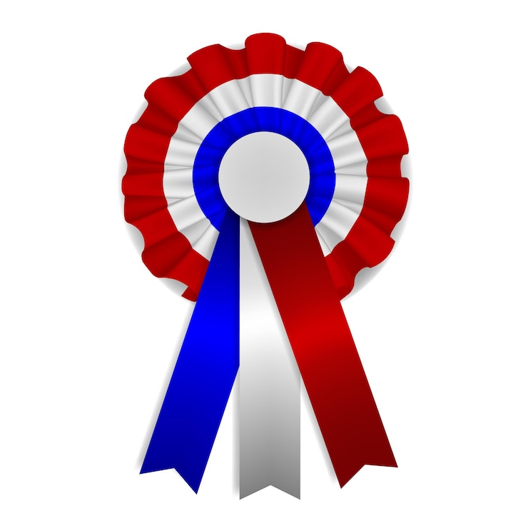 Vector tricolor french cockade in blue, white and red