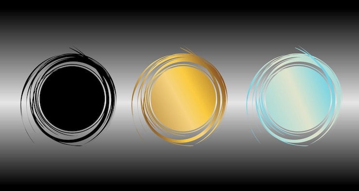 Vector tricolor round frame black gold and blue unique design