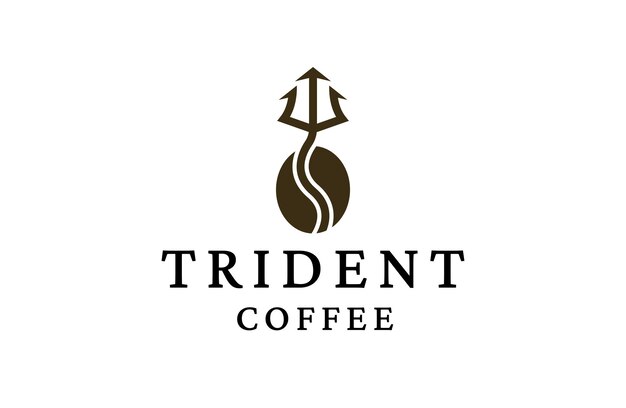 Modello di disegno dell'icona del logo del chicco di caffè trident