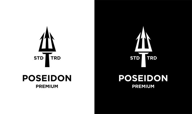 Trident eerste vintage logo ontwerp illustratie