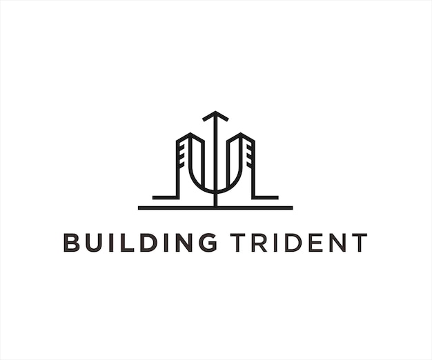 Trident gebouw logo pictogram vector ontwerpen