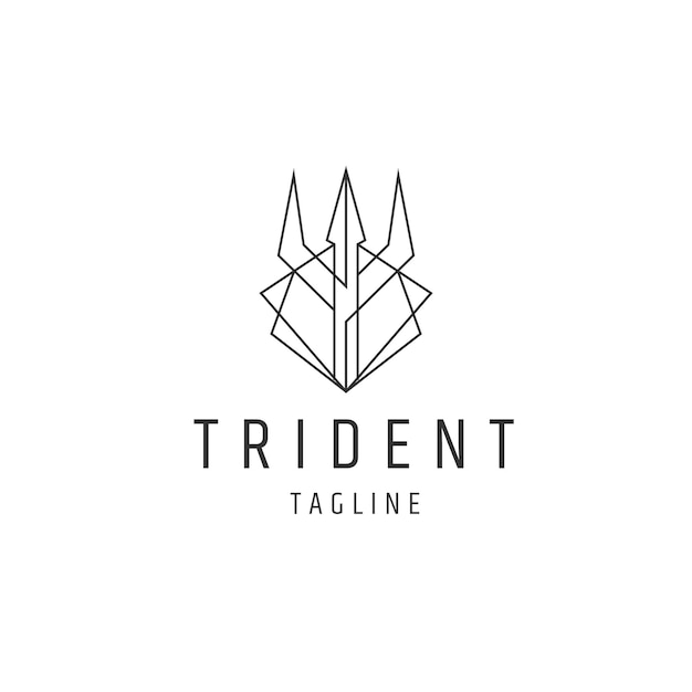 Trident lijn logo pictogram ontwerp sjabloon platte vector