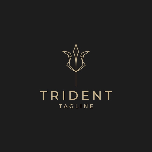 Trident line art logo icon design template