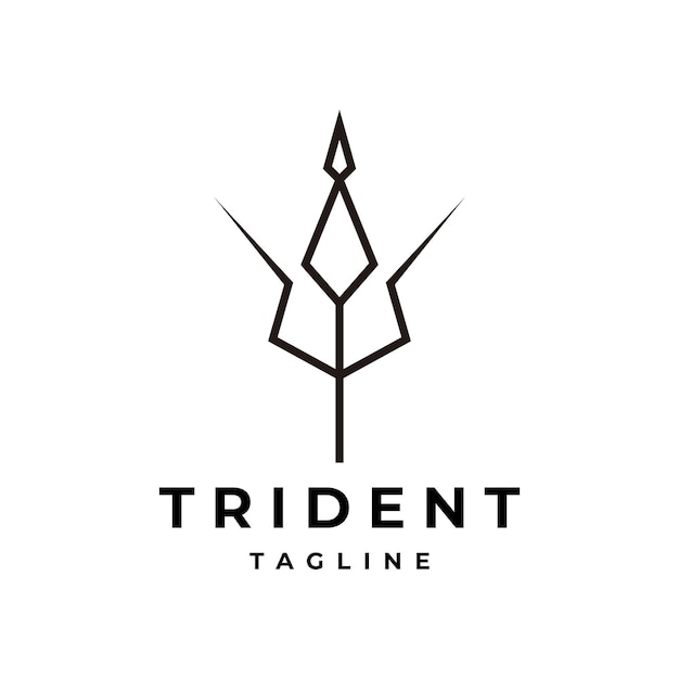 Vector trident line art logo icon design template