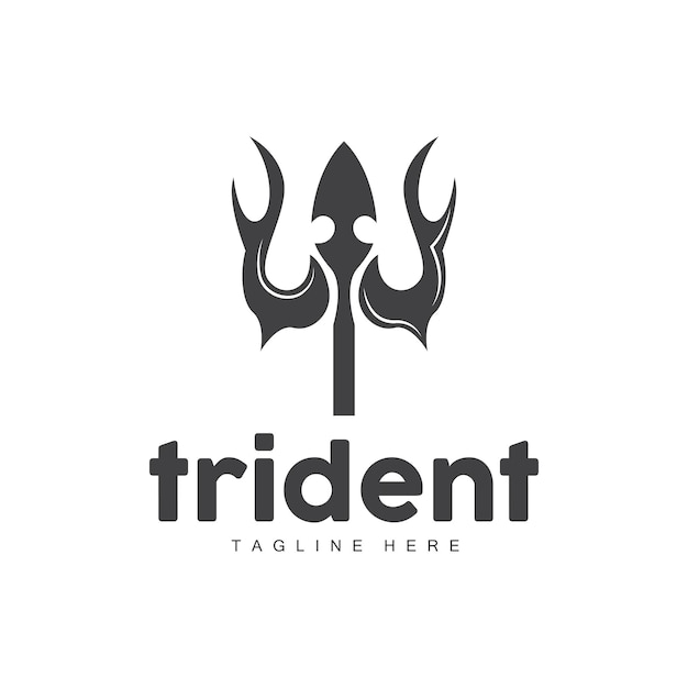 Trident Logo Elegant Eenvoudig Minimalistisch Ontwerp Zeus God Wapen Vector Templete Illustratie Symbool Pictogram