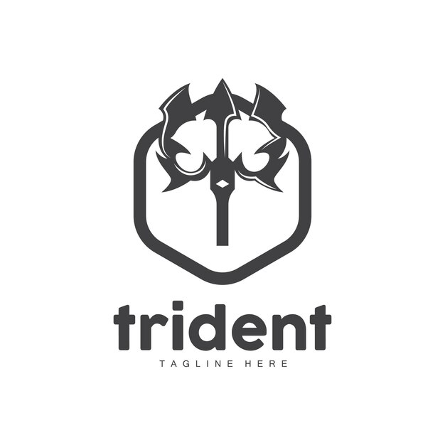 Trident Logo Elegant Eenvoudig Minimalistisch Ontwerp Zeus God Wapen Vector Templete Illustratie Symbool Pictogram