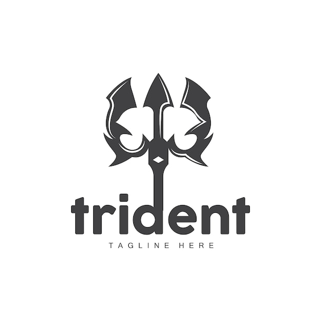 Trident Logo Elegant Simple Minimalist Design Zeus God Weapon Vector Templete Illustration Symbol Icon