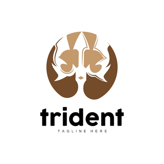 Logo trident elegante semplice design minimalista zeus dio arma vettore templete illustrazione simbolo icona