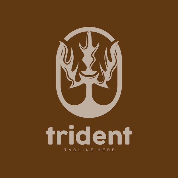 Trident Logo Elegant Simple Minimalist Design Zeus God Weapon Vector Templete Illustration Symbol Icon