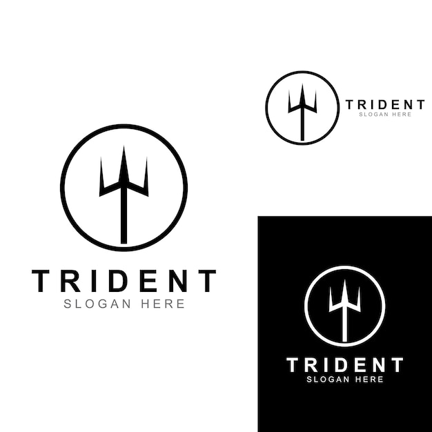 Trident-logo met behulp van een ontwerpsjabloon voor vectorillustratie