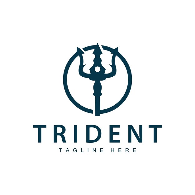 Vector trident logo ontwerp speer wapen vector zee koning poseidon neptune symbool sjabloon