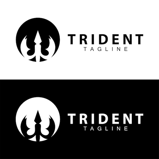 Trident logo ontwerp speer wapen vector zee koning poseidon neptune symbool sjabloon