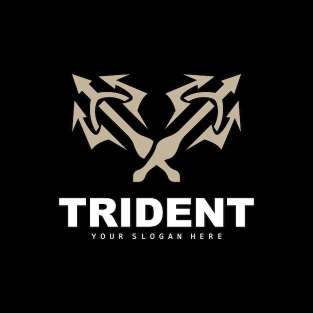 Trident logo vector magic spear of poseidon neptune triton king design template icon brand illustration