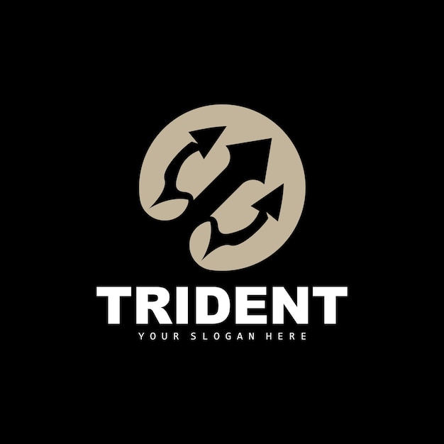 Trident Logo Vector Magic Spear of Poseidon Neptune Triton King Design Template Icon Brand Illustration