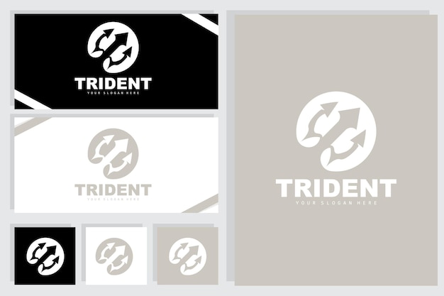 Trident Logo Vector Magic Spear of Poseidon Neptune Triton King Design Template Icon Brand Illustration