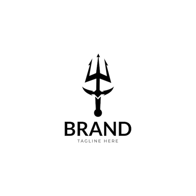 Trident Neptune God Poseidon Triton King Shiva Spear Label logo design.