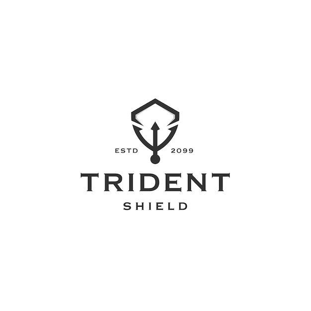 Trident and shield logo icon design template flat vector