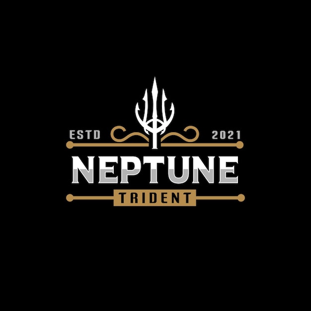 Tridente lancia di nettuno poseidone dio tritone re logo design