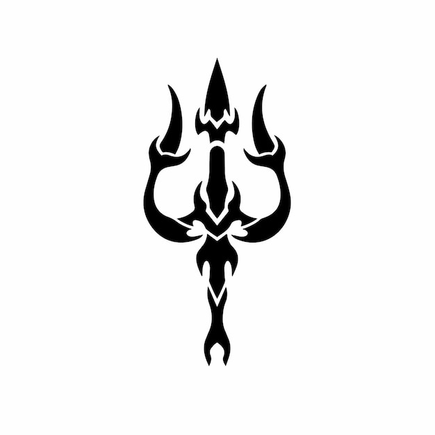 Trident Symbool Logo Tribal Tattoo Design Stencil Vectorillustratie