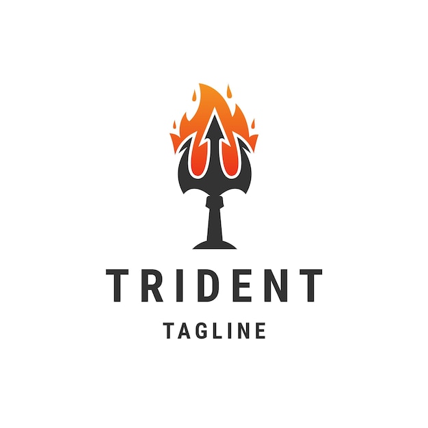 Trident van vuur logo ontwerp sjabloon platte vector