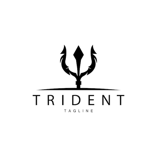 Trident wapen Logo Vector speer van koning Poseidon Neptunus symbool sjabloonontwerp