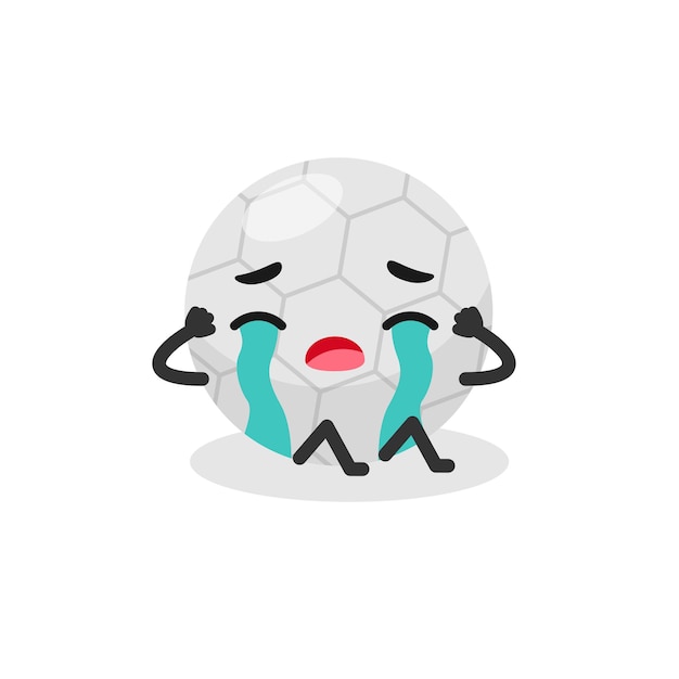 Triest huilen voetbal bal voetbal emoji mascotte