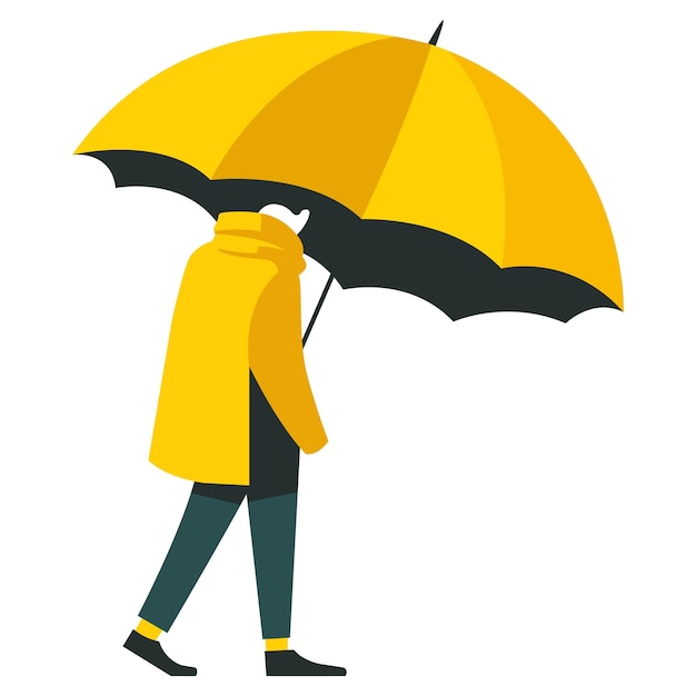 Trieste man met gele paraplu een man in een gele regenjas