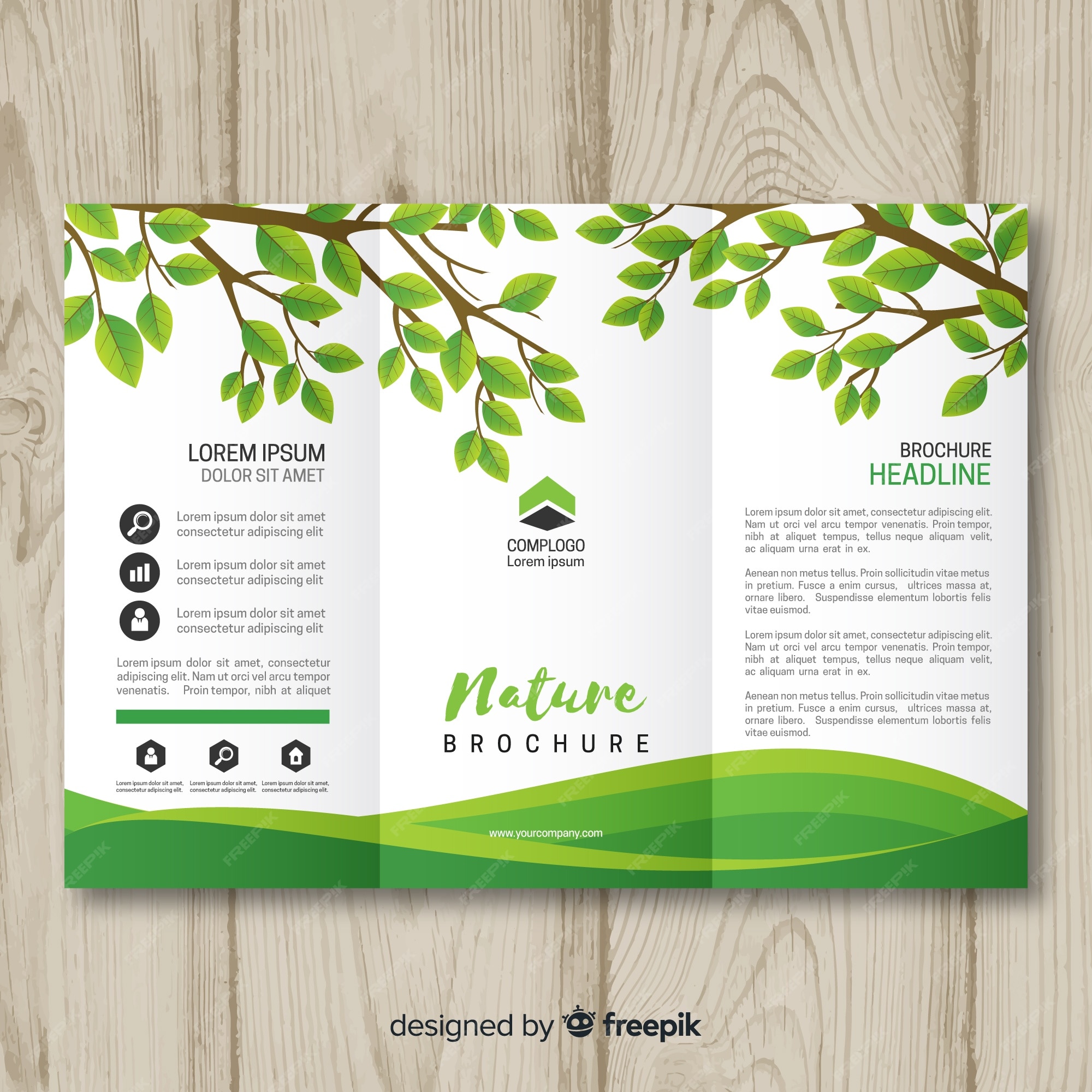 Premium Vector | Triflod nature brochure template