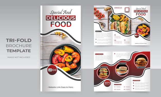 Vettore a tre ante 6 pagine delicious restaurant food menu brochure modello di progettazione di alimenti sani