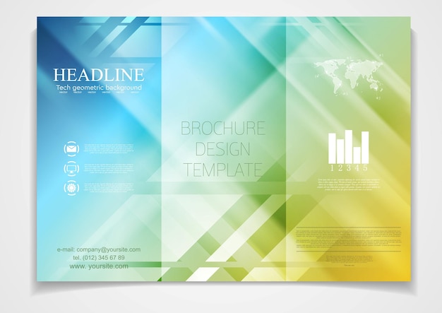 Trifold brochure corporate design template vector tech design