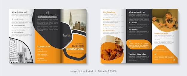 Trifold brochure template booklet with company profile cover design for business agency