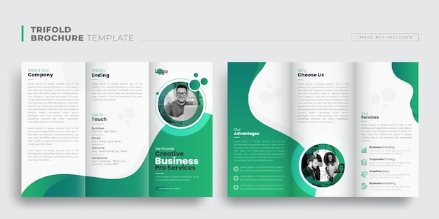 Дизайн шаблона брошюры trifold или современный корпоративный дизайн брошюры с макетом брошюры trifold