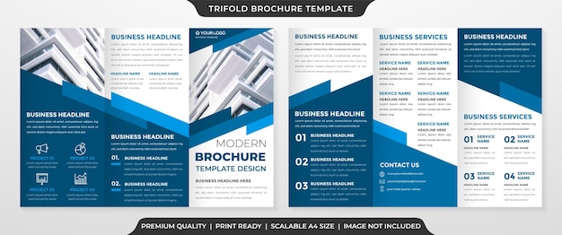 trifold brochure template design with modern style and minimalist layout concept