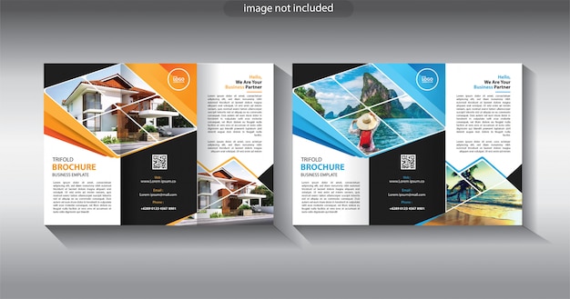 Vector trifold brochure template for layout leaflet