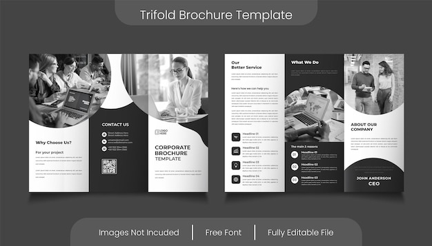 Trifold brochure template modern business design