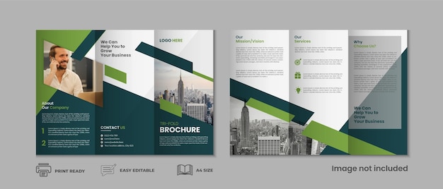 Modello di brochure a tre ante pagina di copertina a tre pieghe design di sfondo per brochure a tre pieghe