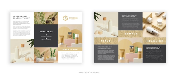 Vector trifold brochure template with beauty care product